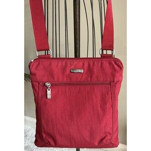 Baggallini Pocket Slim Red Crossbody Travel Bag Purse EUC
